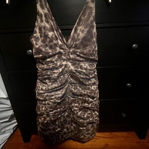 Nicole Miller V-neck rouged dress